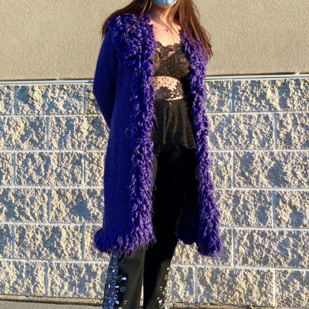 amazing purple knit long cardigan - size medium